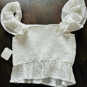 Altar'd State White Textured Blouse